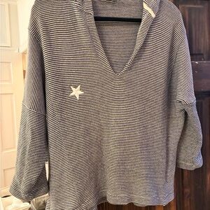 Faherty Blue and White Knit Top